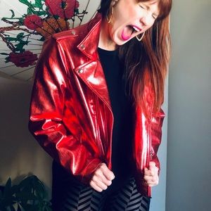 Red Metallic Moto Jacket